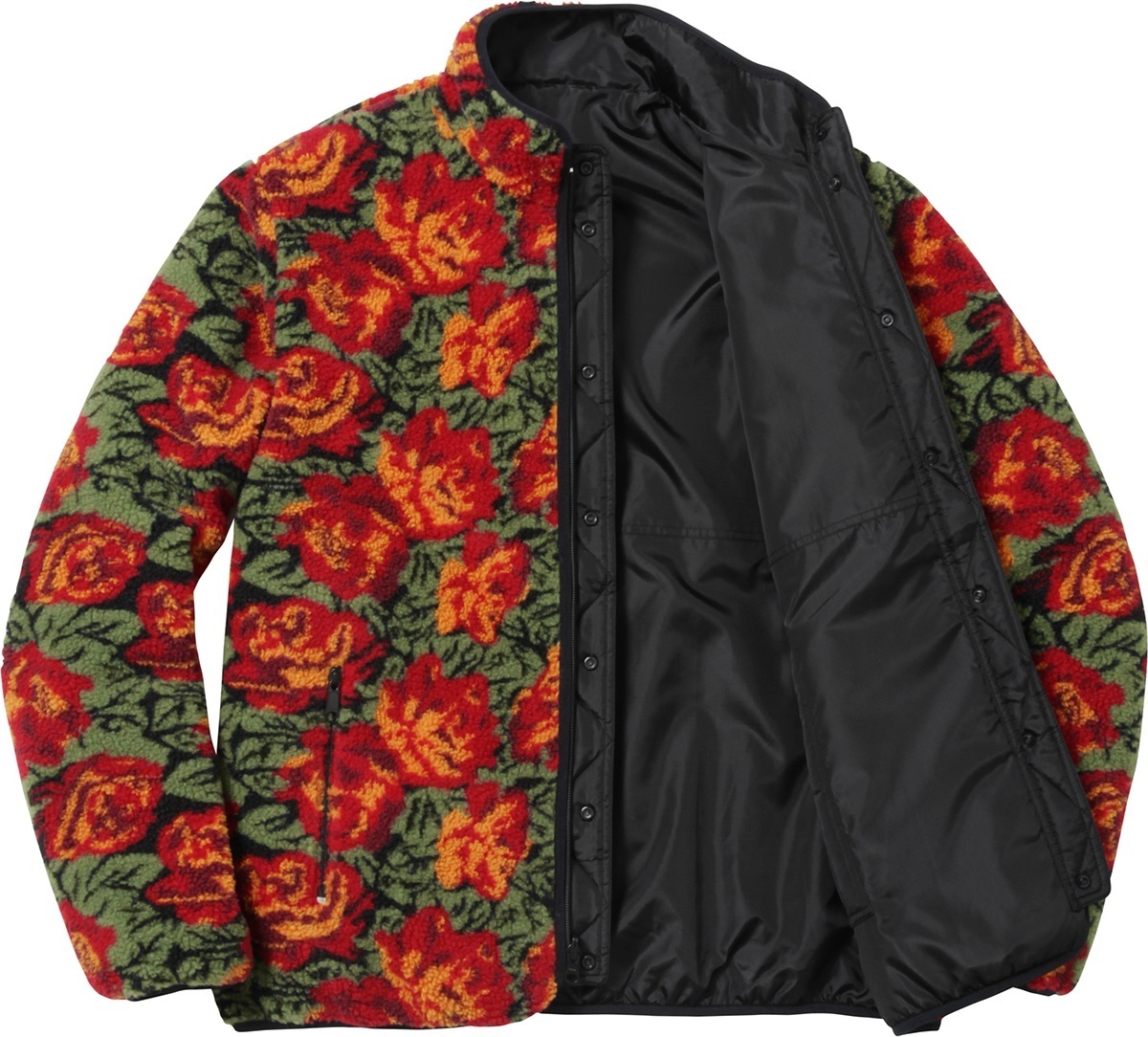 Roses Sherpa Fleece Reversible Jacket view 3